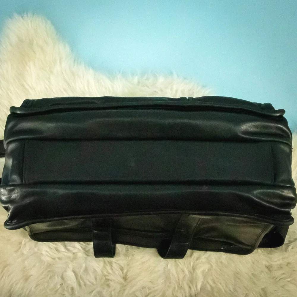 Tumi Black Alpha Napa Leather Padded Laptop Briefcase Bag Business Career 9624D3